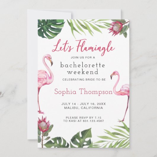 Flamingo Bachelorette Weekend Party Uitnodiging (Voorkant)