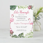 Flamingo Bachelorette Weekend Party Uitnodiging (Staand voorkant)