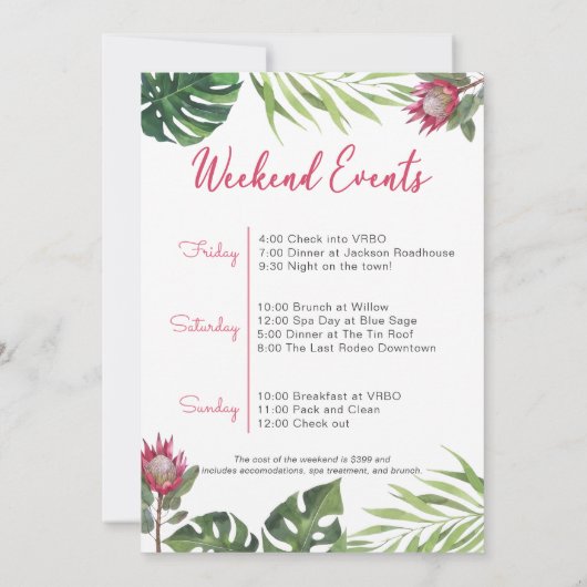 Flamingo Bachelorette Weekend Party Uitnodiging (Achterkant)