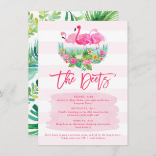 Flamingo Bachelorette Weekend Schedule Detail-kaar Kaart