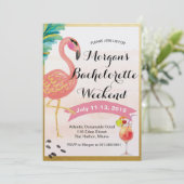 Flamingo Bachelorette Weekend Uitnodiging (Staand voorkant)