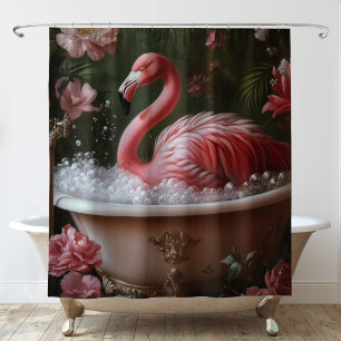 Flamingo Badkuip Bloemrijke Tropische Badkamer Kun Douchegordijn