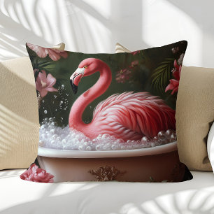 Flamingo Badkuip Bloemrijke Tropische Kunst Kussen