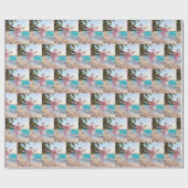 Flamingo Ballerina In a Pink Tutu On the Beach Cadeaupapier (Vlak)