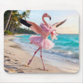 Flamingo Ballerina In a Pink Tutu On the Beach Muismat (Voorkant)