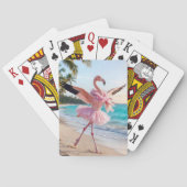 Flamingo Ballerina In a Pink Tutu On the Beach Pokerkaarten (Achterkant)