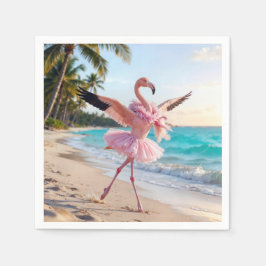 Flamingo Ballerina In a Pink Tutu On the Beach Servet