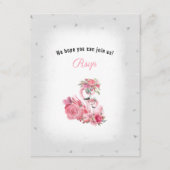 Flamingo Ballerina Silver Baby shower RSVP Informatiekaartje (Voorkant)