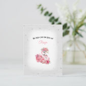 Flamingo Ballerina Silver Baby shower RSVP Informatiekaartje (Staand voorkant)