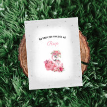 Flamingo Ballerina Silver Baby shower RSVP