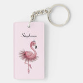 Flamingo Ballet Dancer gepersonaliseerd Sleutelhanger (achterkant)