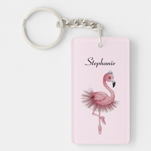 Flamingo Ballet Dancer gepersonaliseerd Sleutelhanger (Voorkant)