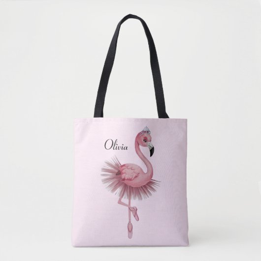Flamingo Ballet Dancer gepersonaliseerd Tote Bag (Voorkant)