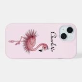 Flamingo Ballet Dancer Gepersonaliseerde Telefoonh iPhone 15 Case (Achterkant horizontaal)
