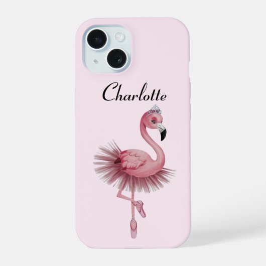 Flamingo Ballet Dancer Gepersonaliseerde Telefoonh iPhone 15 Case (Achterkant)
