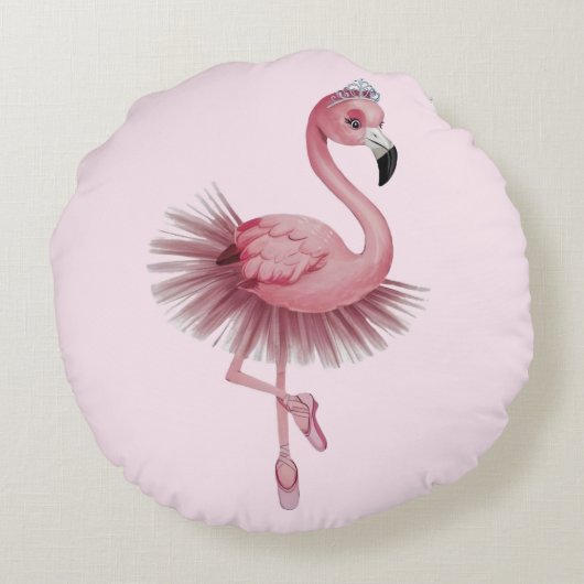 Flamingo Ballet Dancer Rond Kussen (Achterkant)