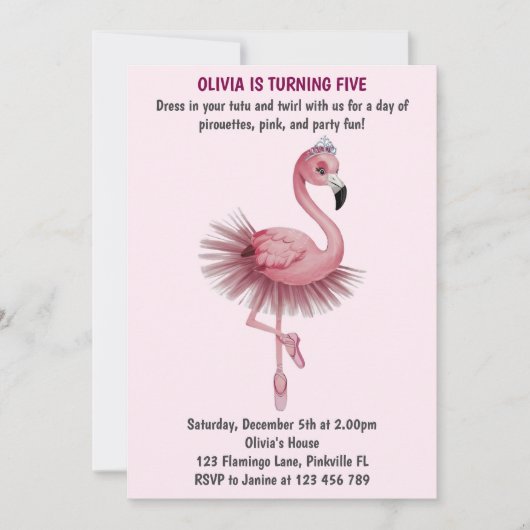 Flamingo Ballet Danser Verjaardag Kaart (Voorkant)