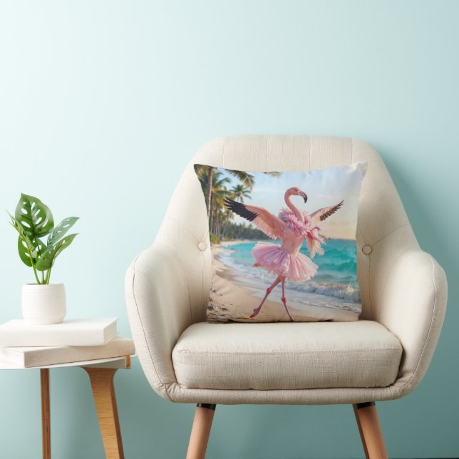 Flamingo Balletdanseres in een Roze Tutu Op het St Kussen (Stoel)