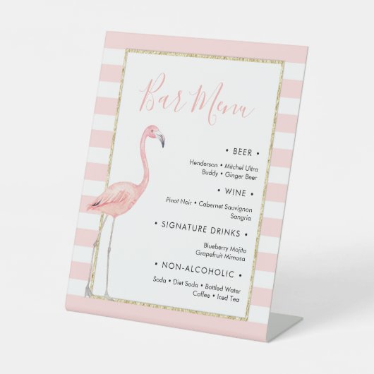 Flamingo Bar Menu Pedestal Sign Reclamebord Met Voetstuk (Voorkant)