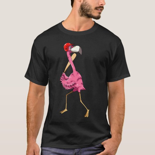 Flamingo Baseball Flamingo die honkbal speelt T-shirt (Voorkant)