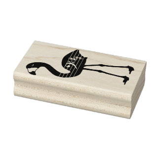 Flamingo Bass Clef Rubber Stamp (naar links) Rubberstempel
