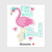 Flamingo Be Fabulous Girly Persoonlijke naam Sticker (Vel)
