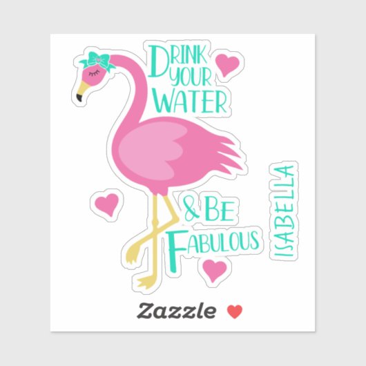 Flamingo Be Fabulous Girly Persoonlijke naam Sticker (Vel)