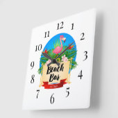 Flamingo Beach Bar Square Wall klok (Hoek)