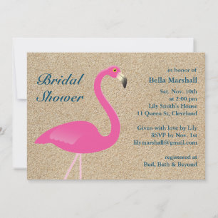 Flamingo Beach Bridal Shower Kaart
