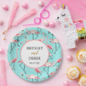 Flamingo Beach bruiloft Papieren Bordje (Feest)