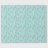 Flamingo Beach bruiloft roze en blauw patroon Cadeaupapier (Vlak)