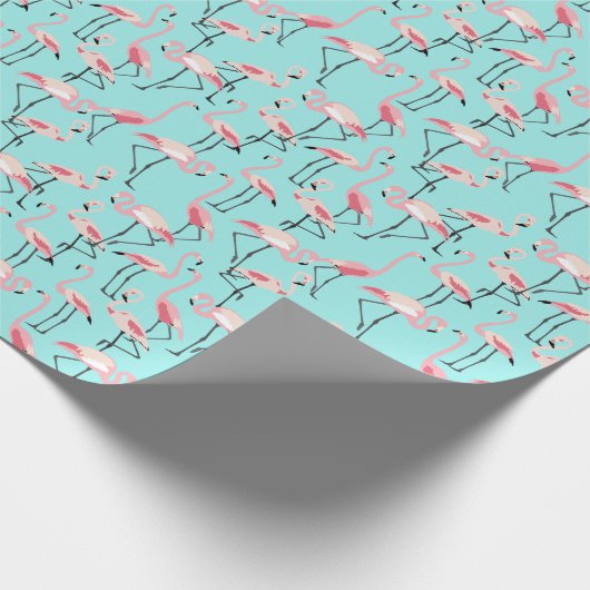 Flamingo Beach bruiloft roze en blauw patroon Cadeaupapier (Hoek)