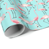 Flamingo Beach bruiloft roze en blauw patroon Cadeaupapier (Rol Hoek)