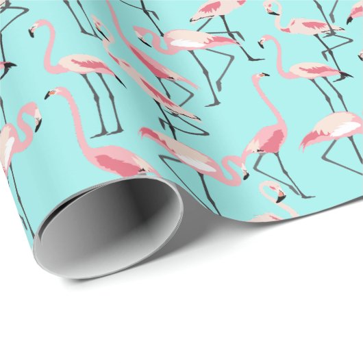 Flamingo Beach bruiloft roze en blauw patroon Cadeaupapier (Rol Hoek)