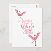 Flamingo Beach Bruiloft Vogels van een veer Briefkaart (Voorkant / Achterkant)