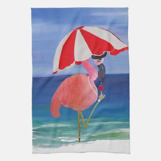 Flamingo Beach Cocktail handdoek (Verticaal)