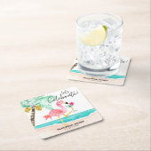 Flamingo Beach Cocktail Tropische Bruiloftsdameslu Kartonnen Onderzetters (Insitu)