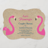 Flamingo Beach Couple's Shower Invitation Kaart (Voorkant / Achterkant)