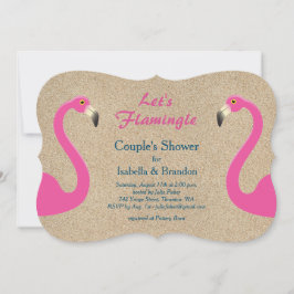 Flamingo Beach Couple's Shower Invitation Kaart