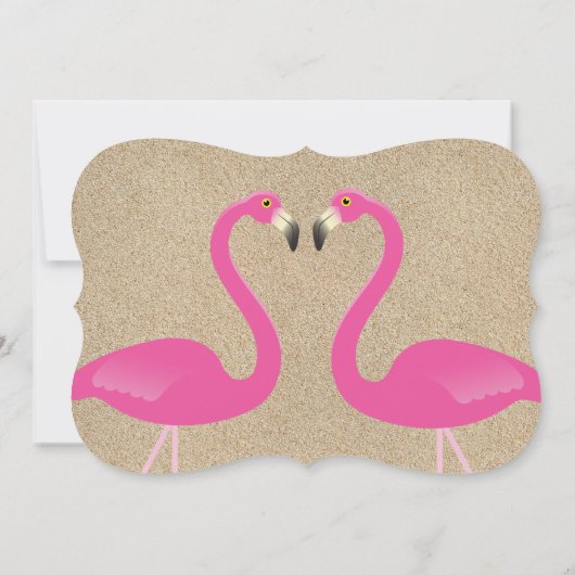 Flamingo Beach Couple's Shower Invitation Kaart (Achterkant)