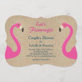 Flamingo Beach Couple's Shower Invitation Kaart