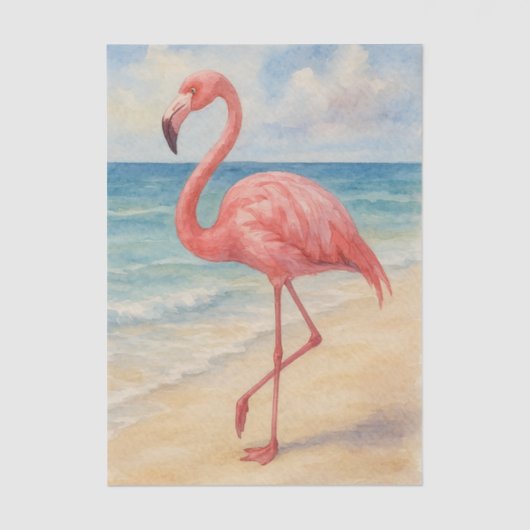 Flamingo Beach Decoupage Tissue Paper Tissuepapier (Voorkant)