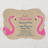 Flamingo Beach Engagement Party Kaart (Voorkant / Achterkant)
