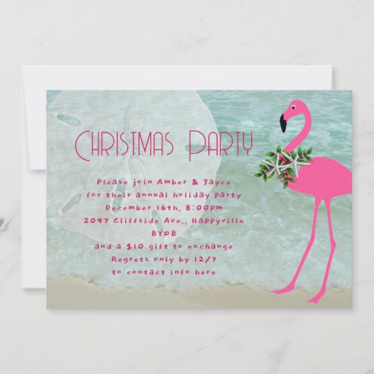 Flamingo Beach Kerstfeest uitnodiging (Voorkant)