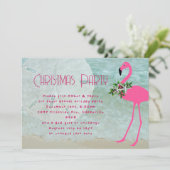 Flamingo Beach Kerstfeest uitnodiging (Staand voorkant)