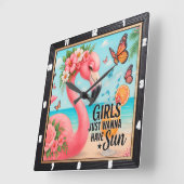 Flamingo Beach "Meisjes willen zon Vierkante Klok (Hoek)