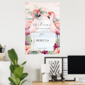 Flamingo Beach Ocean baby shower Sign poster (Thuiskantoor)