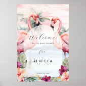 Flamingo Beach Ocean baby shower Sign poster (Voorkant)