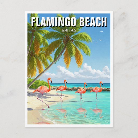 Flamingo Beach op Aruba Reizen Briefkaart (Voorkant)