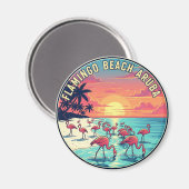 Flamingo Beach op Aruba Reizen Magneet (Voorkant / Achterkant)